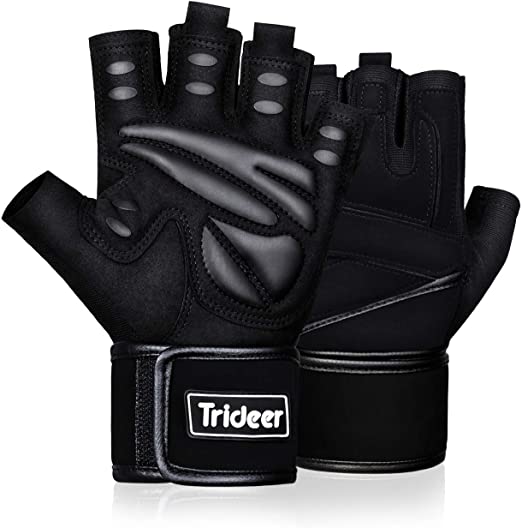 Trideer Padded Wrist-Wrap Support Lifting Gloves