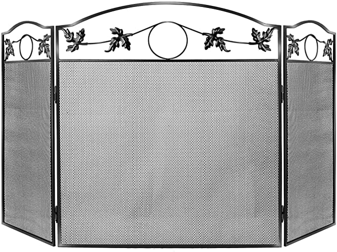 WBHome Wrought-Iron 3-Panel Fireplace Screen, 29-Inch