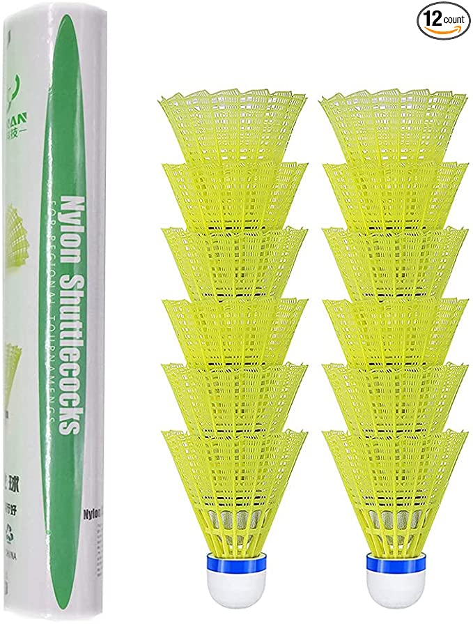 ZHENAN Nylon-Feather Badminton Shuttlecocks, 12-Pack
