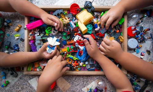 Children playing with Legos