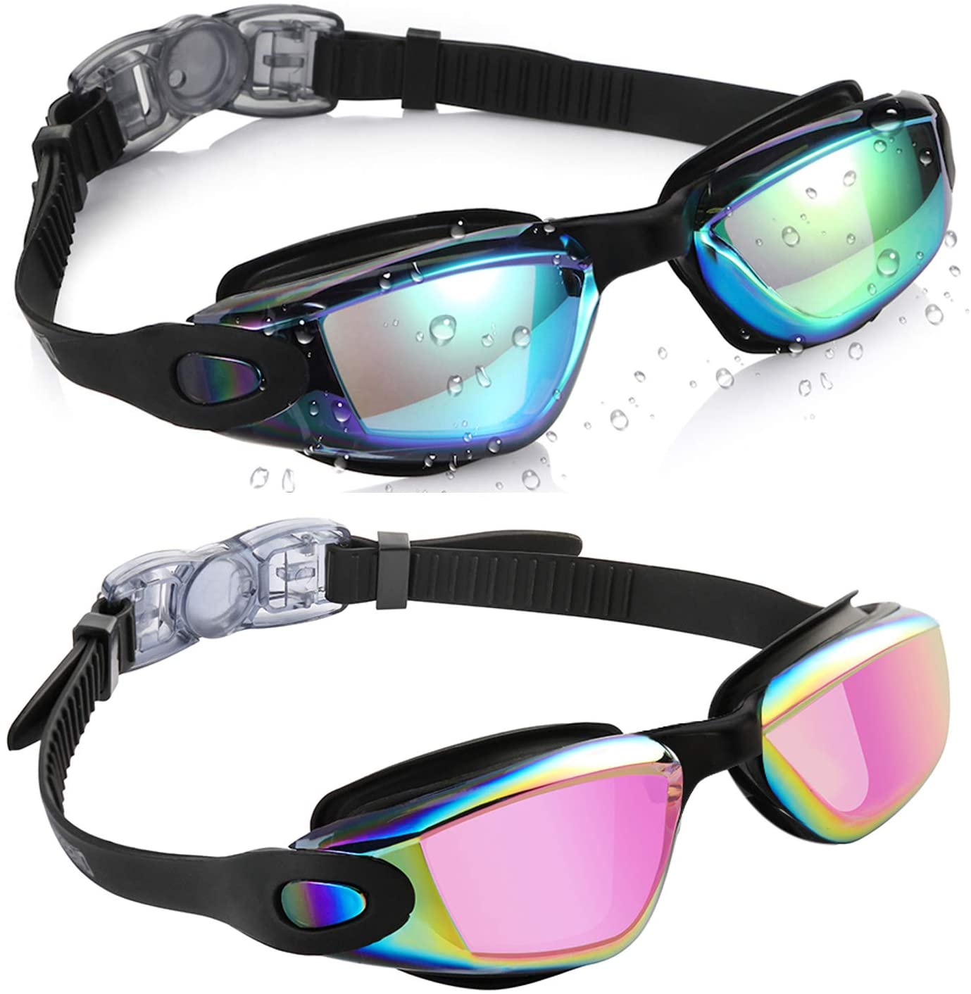 Aegend Kids’ Anti-Fog High Definition Swim Goggles, 2-Pack