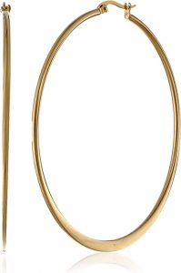 Amazon Essentials Flattened Yellow Gold Plated Hoop Earrings