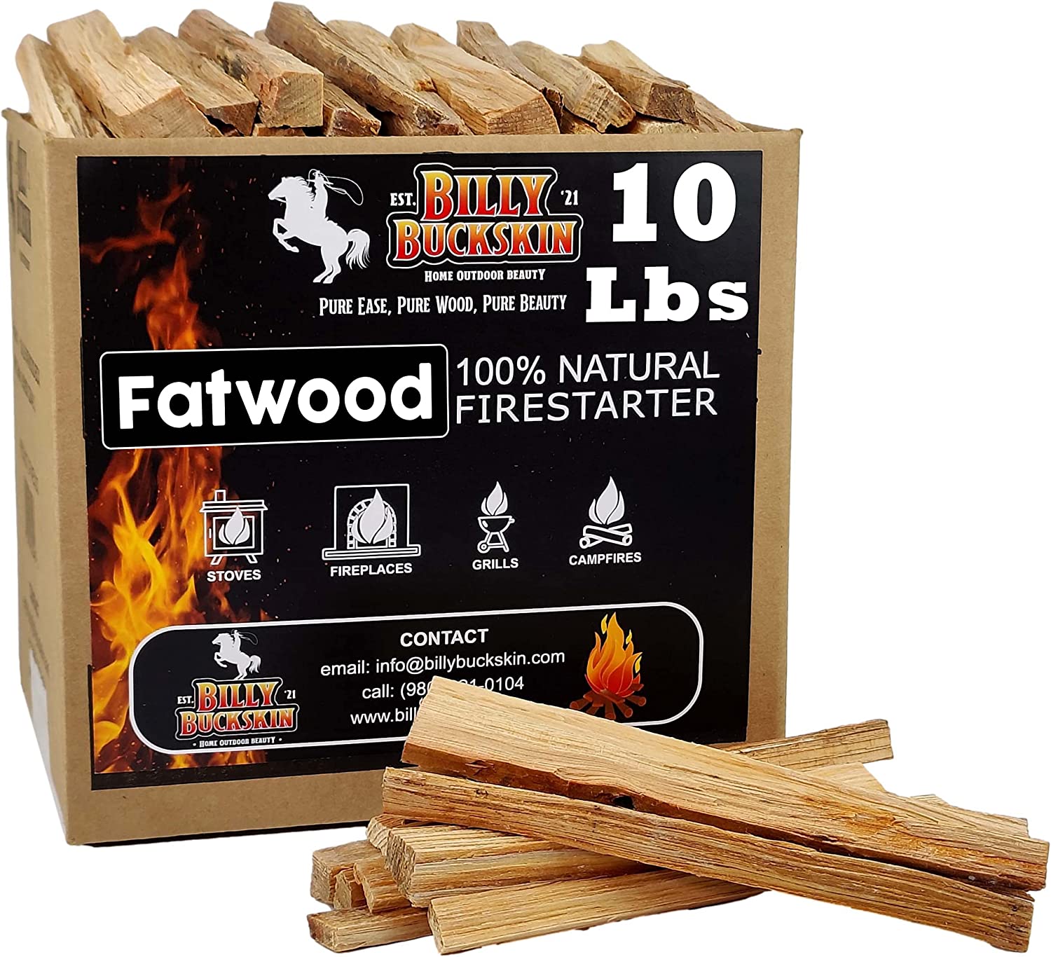 Billy Buckskin Natural Resin Fire Starter Sticks, 10-Pound