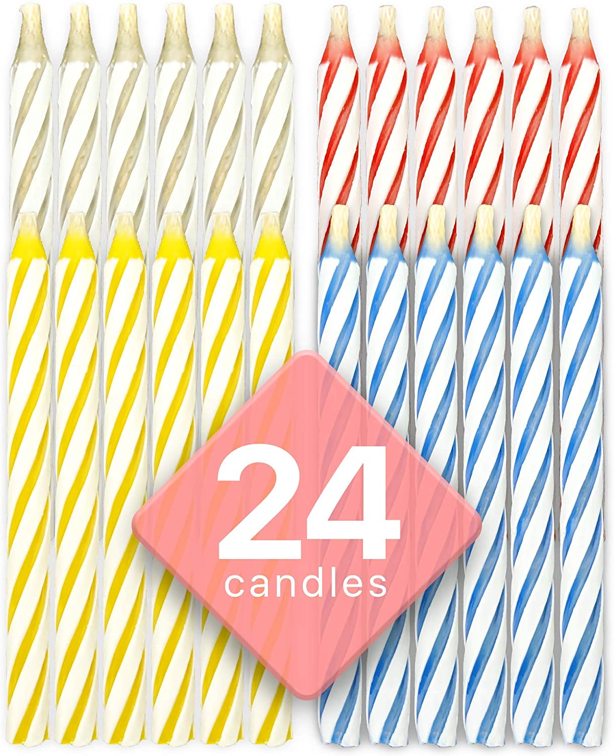 Bundaloo Non-Toxic Trick Birthday Candles For Kids, 24-Piece