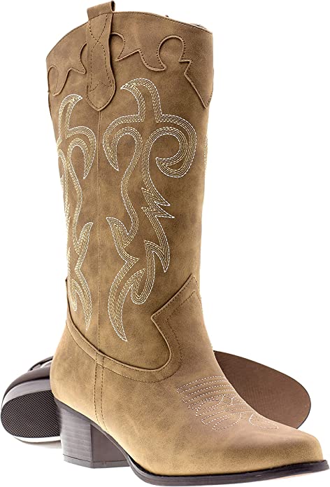 Canyon Trails Pointed Toe Faux Leather Women’s Cowboy Boots