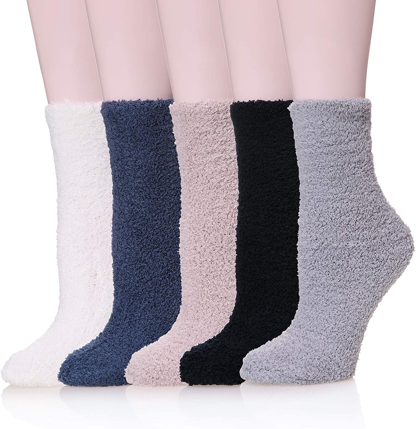 Dosoni Plush Velvet Slipper Socks, 5-Pack