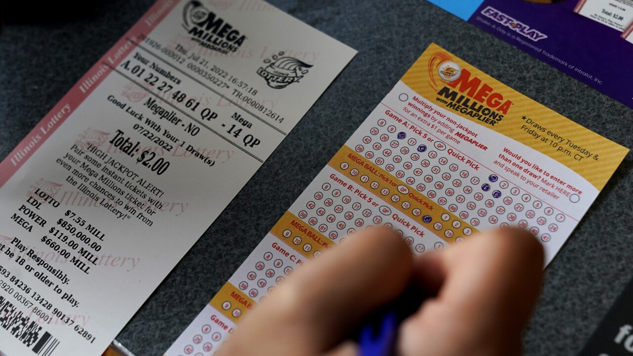 Lottery player fills out Mega Millions ticket