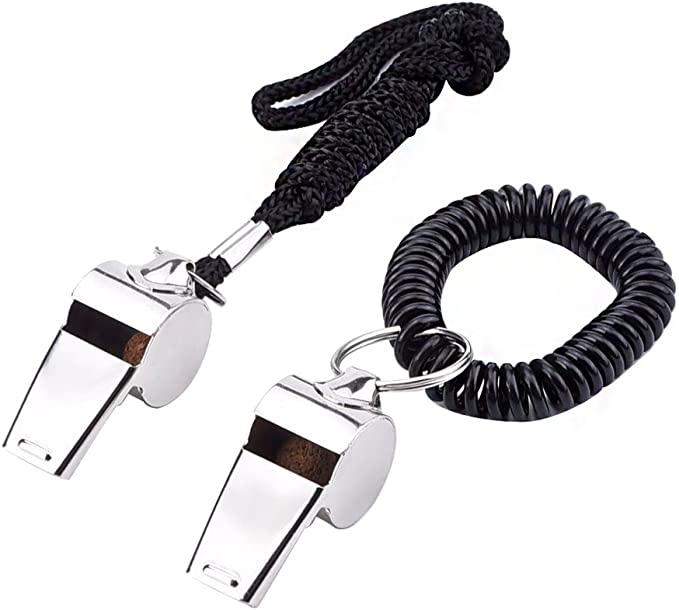 EBOOT Spiral-Bracelet Lanyard & Stainless-Steel Sports Whistle, 2 Pack