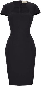 GRACE KARIN Cap Sleeves Slim Fit Pencil Black Dress