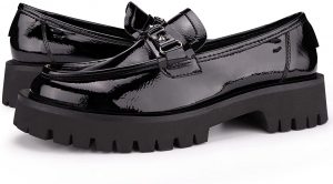 ISOMEI Round Toe Patent Leather Chunky Loafers
