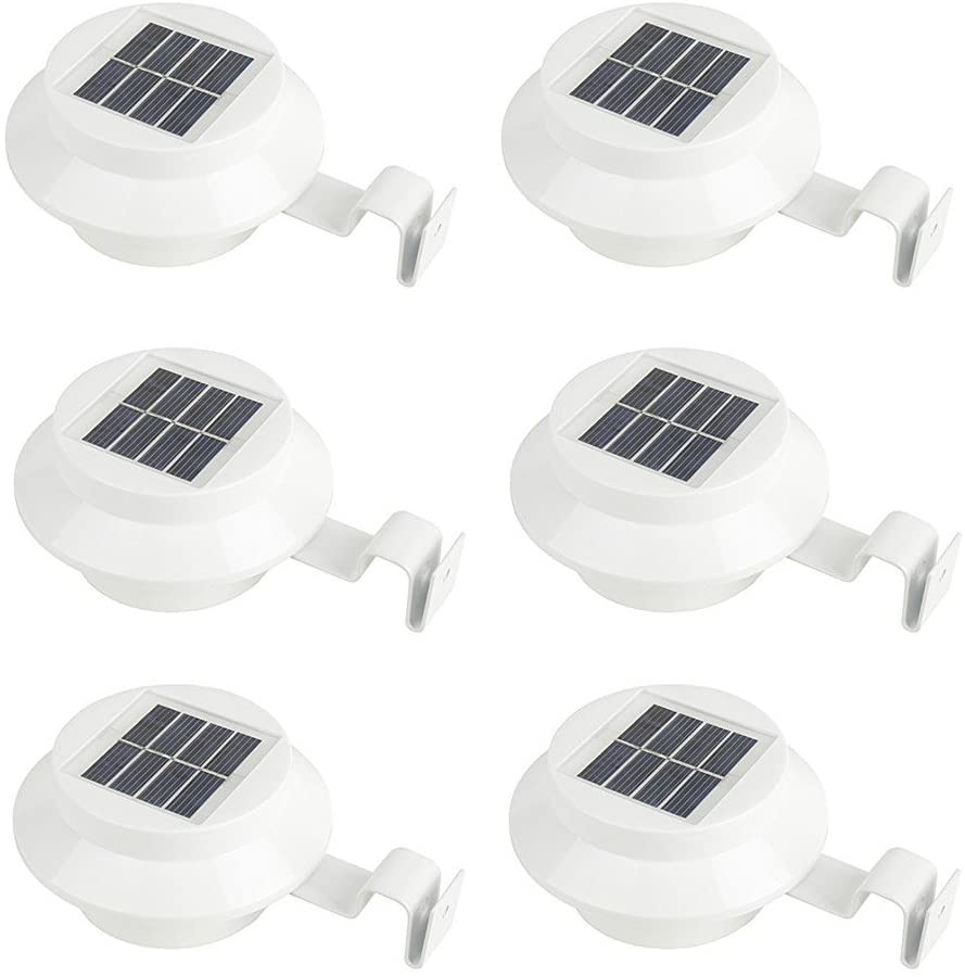iSunMoon Rain Resistant Outdoor Dusk-To-Dawn Solar Gutter Lights, 6-Pack