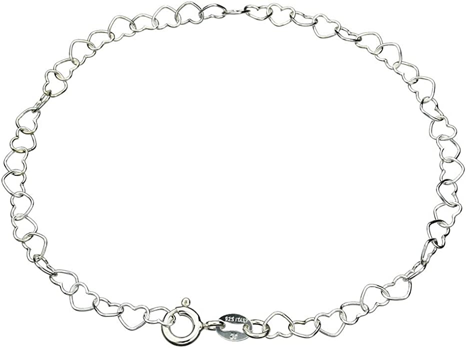 Joyful Creations Sterling Silver Adjustable Nickel-Free Heart Bracelet