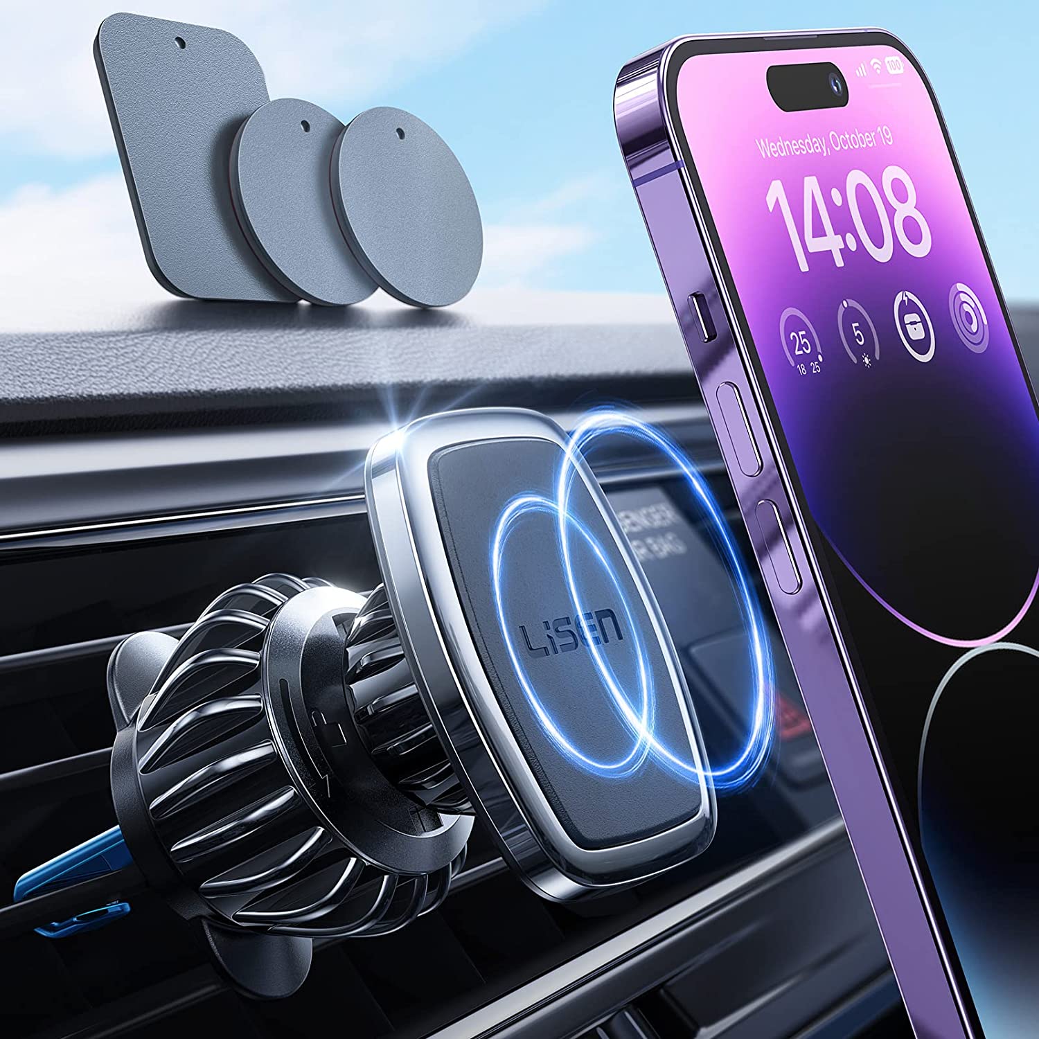 LISEN Clip-On Double Lock Car Vent Phone Mount