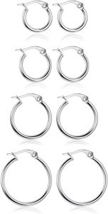 LOYALLOOK Nickel-Free Small Hoop Earrings Set, 4 Pairs