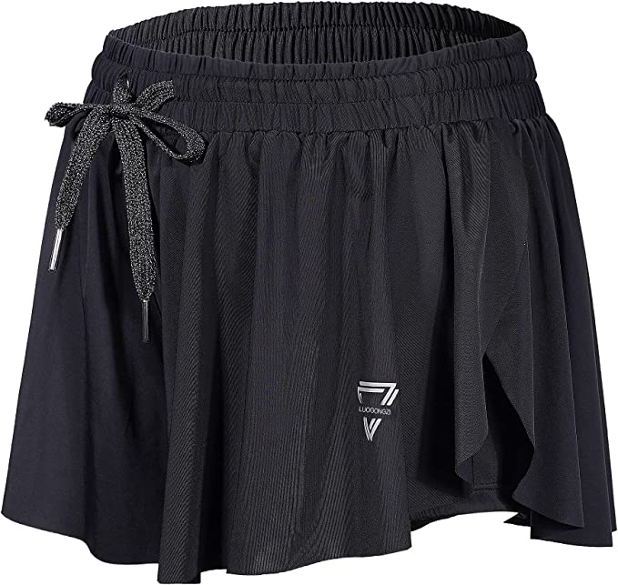 luogongzi Women’s Flowy-Skirt & Spandex Running Shorts