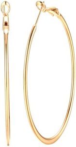 NewZenro Thin Lightweight 14K Gold Plated Hoop Earrings