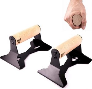 PULLUP & DIP Ergonomic-Handle Wooden Push-Up Bars