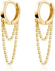 Reffeer Sterling Silver Hoop & Tassel Chain Earrings