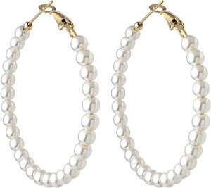 RONLLNA Hoop Drop Dangle Artificial Pearl Earrings