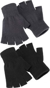 SATINIOR Stretchy Acrylic Knit Fingerless Gloves, 2-Pair