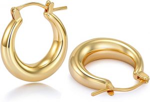 sovesi Chunky Style 14K Gold Plated Hoop Earrings