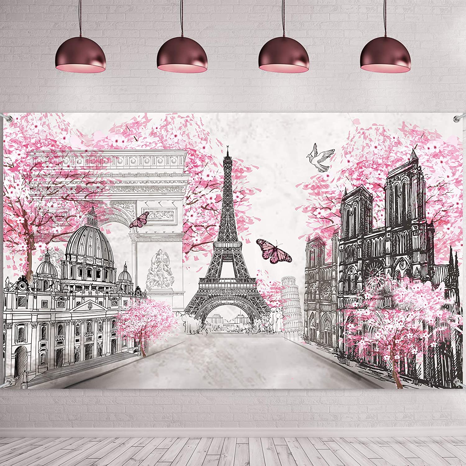 Sumind Fabric Banner Eiffel Tower Paris Decor For Girl’s Bedroom