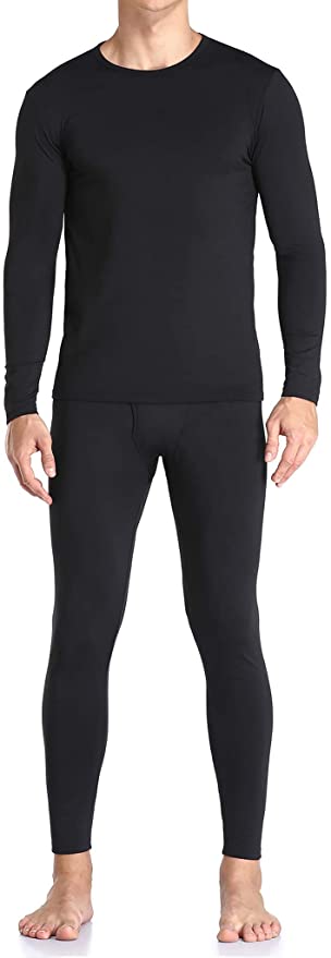 Soft Long Johns Set with Fleece Lined Warm Base Layer Top & Bottom Yostylish Thermal Underwear for Men 