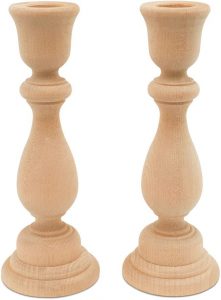 Woodpeckers Customizable Wood Candlestick Holders, 2-Pack