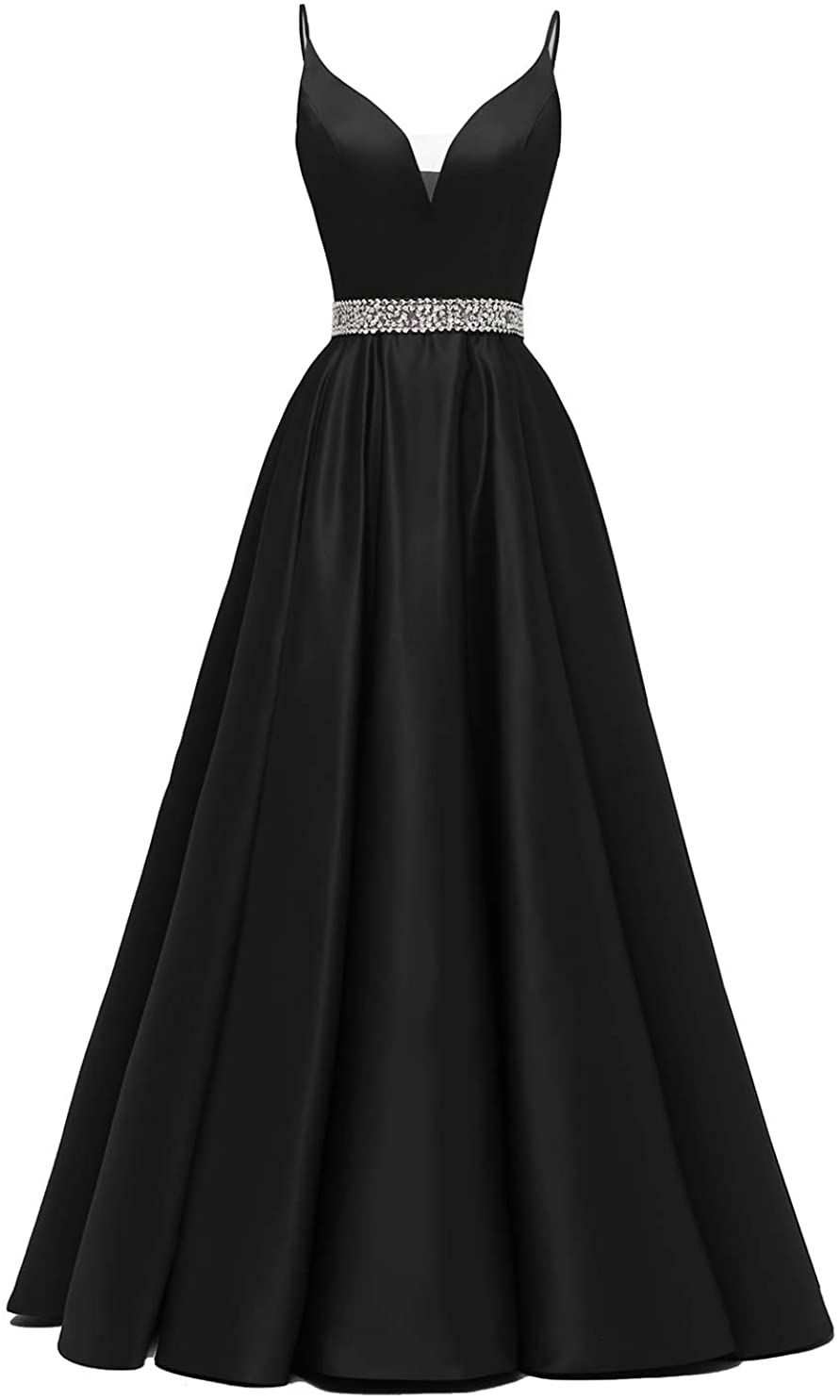 Yexinbridal Sleeveless A-Line Black Formal Gown