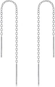 YFN Sterling Silver Nickel-Free Hypoallergenic Threader Chain Earrings