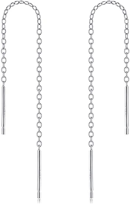 YFN Sterling Silver Nickel-Free Hypoallergenic Threader Chain Earrings