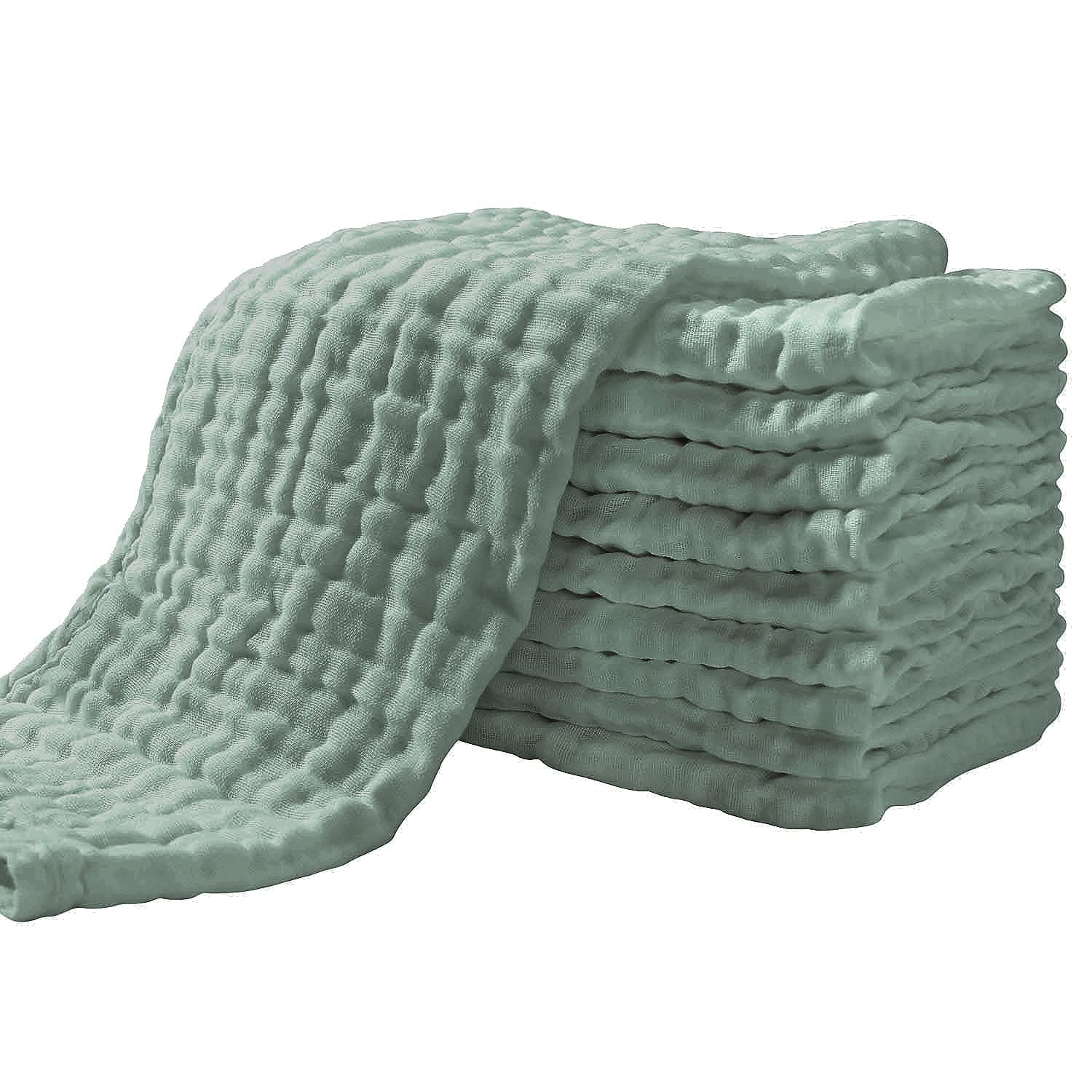 Yoofoss Natural Breathable Muslin Washcloths, 10-Pack