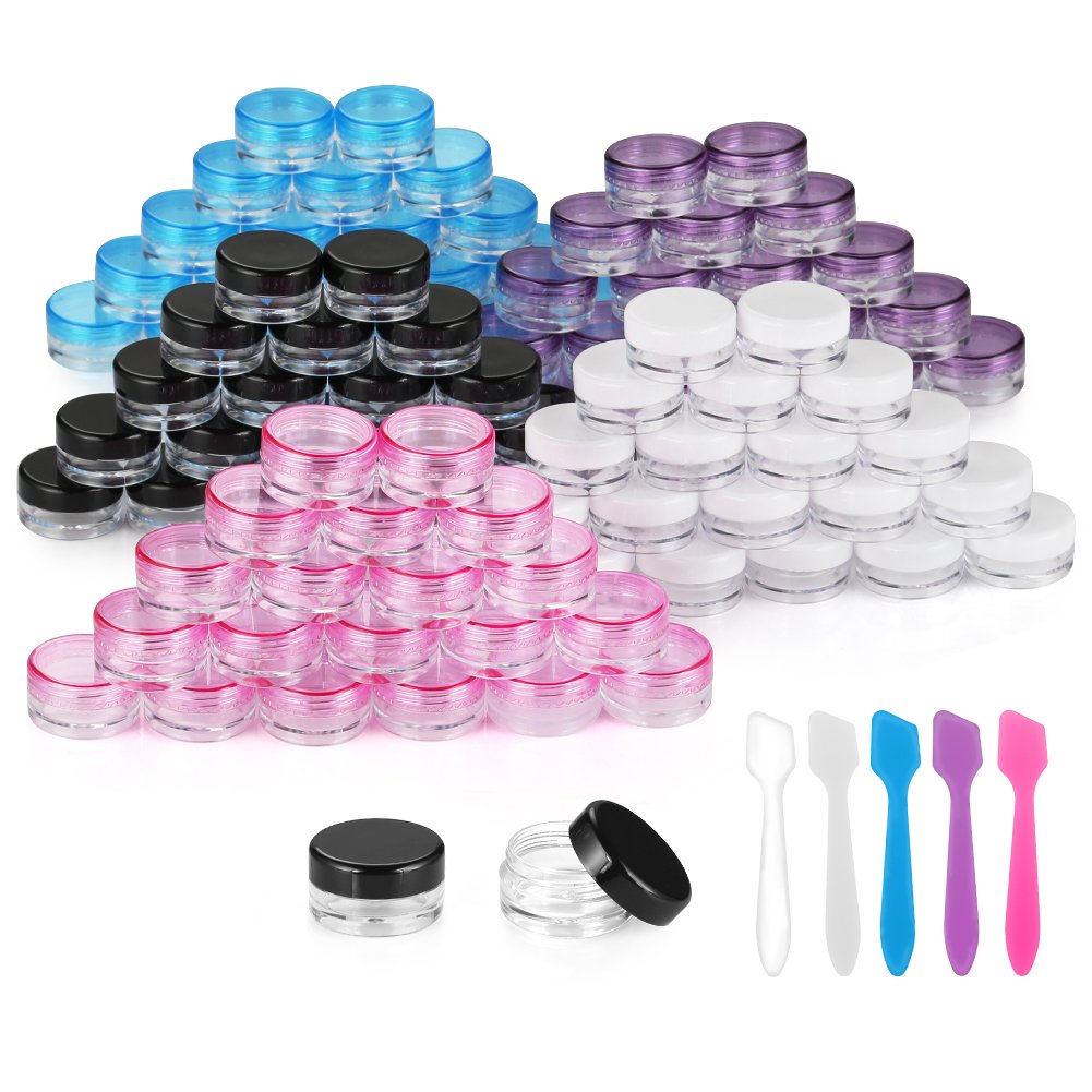 Accmor Acrylic Reusable Makeup Sample Containers, 100-Pack