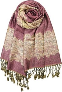 Achillea Silky Paisley Fringed Reversible Scarf Wrap
