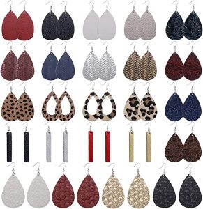 AIDSOTOU Lightweight Faux Leather Drop Earrings, 16-Pairs
