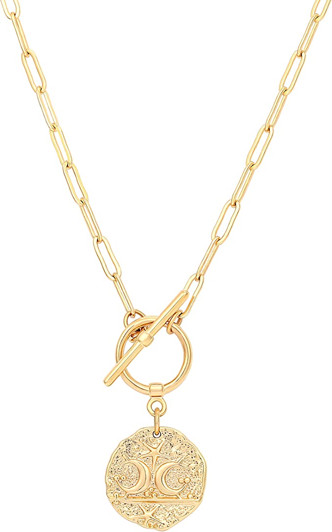 Aobei Pearl V Shape Pendant Necklace 18K Gold Chain Choker