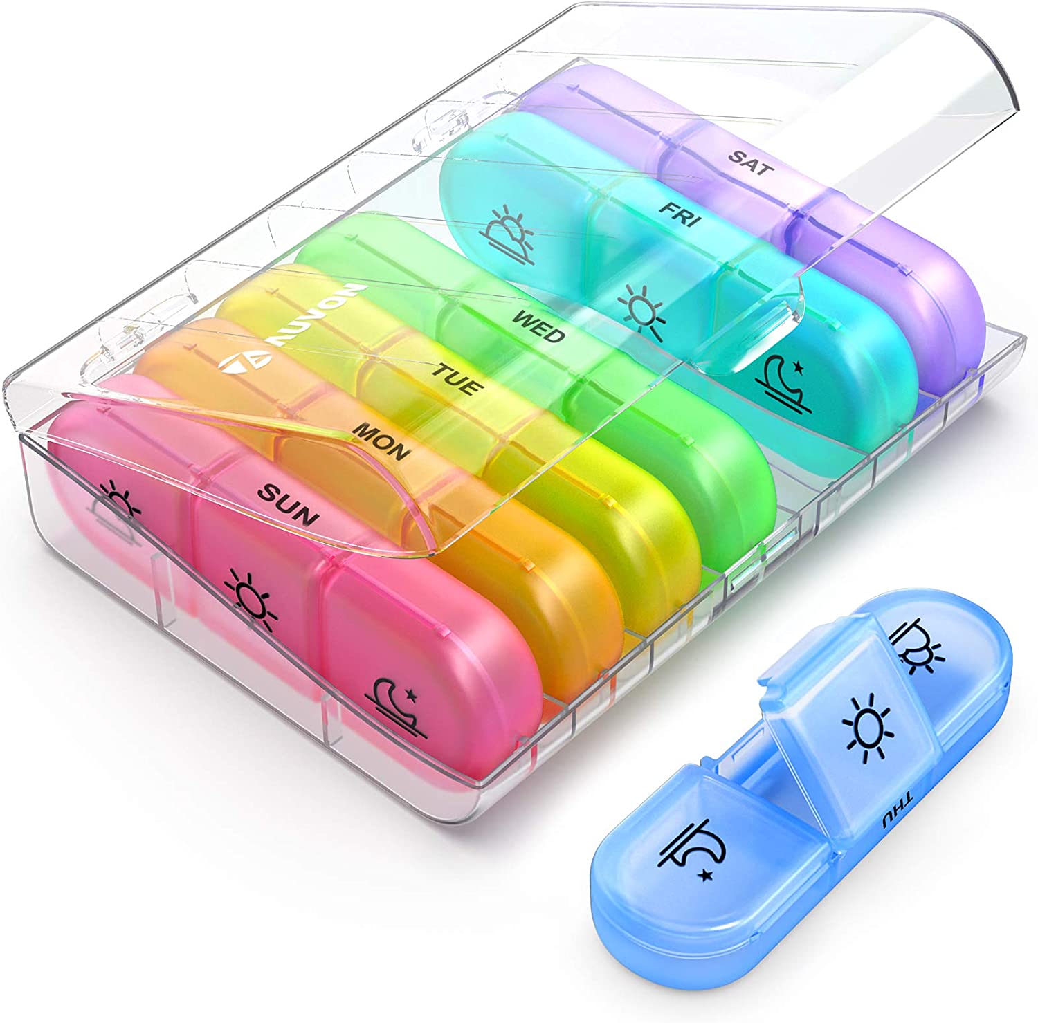 AUVON Portable Easy-Open Pill Organizer 3-Times-A-Day