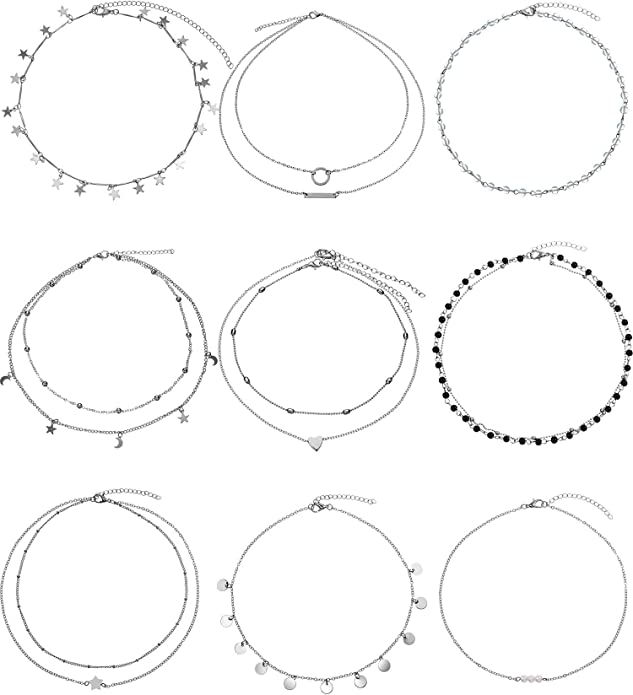 BBTO Layered Choker Necklace, 9 Count
