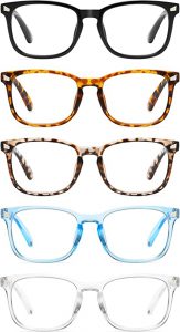 CCVOO Unisex Blue Light Blocking Anti-Glare Reading Glasses, 5 Pairs
