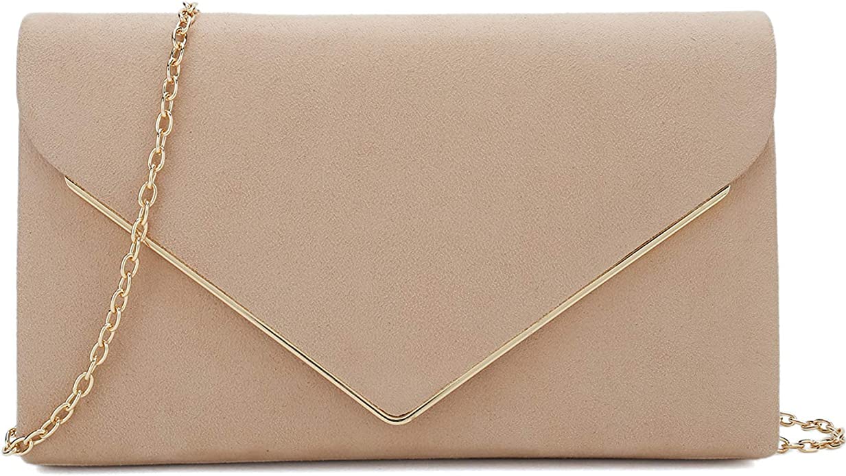 CHARMING TAILOR Faux Suede & Gold Accent Evening Clutch