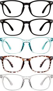 CHEERS DEVICES Unisex Blue Light Reading Glasses, 5 Pairs