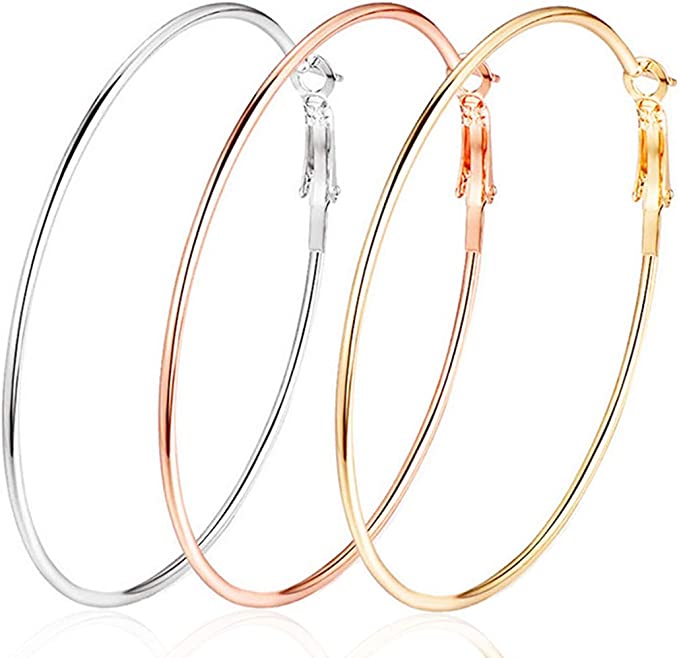 Cocadant Hypoallergenic Gold Plated Hoop Earrings, 3-Pairs
