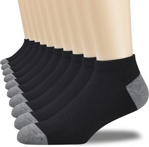 COOVAN Moisture Wicking Mens’ Ankle Socks, 10-Pairs