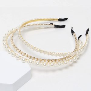 Cuizhiyu Assorted Spiral Design Pearl Headbands, 3-Count