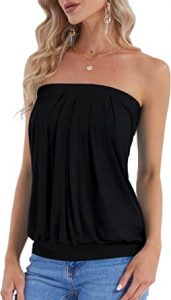 DJT Pleated Front Banded Hem Tube Top