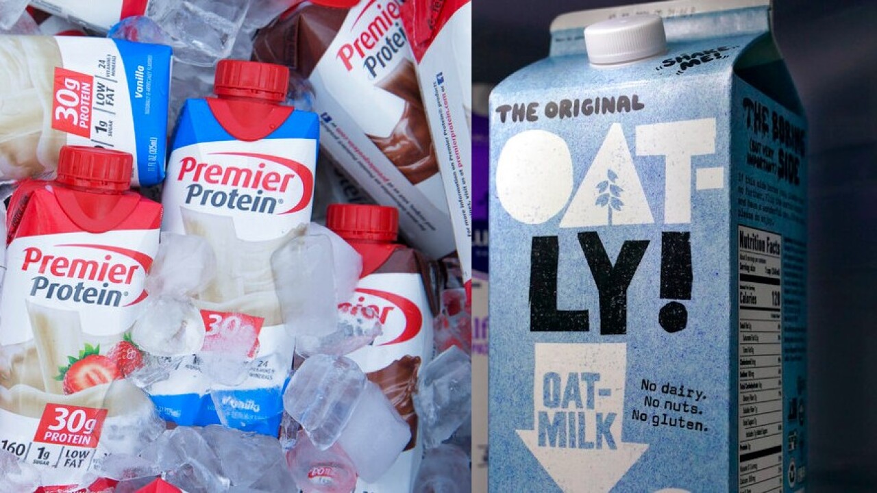 Premier Protein and Oatly drinks