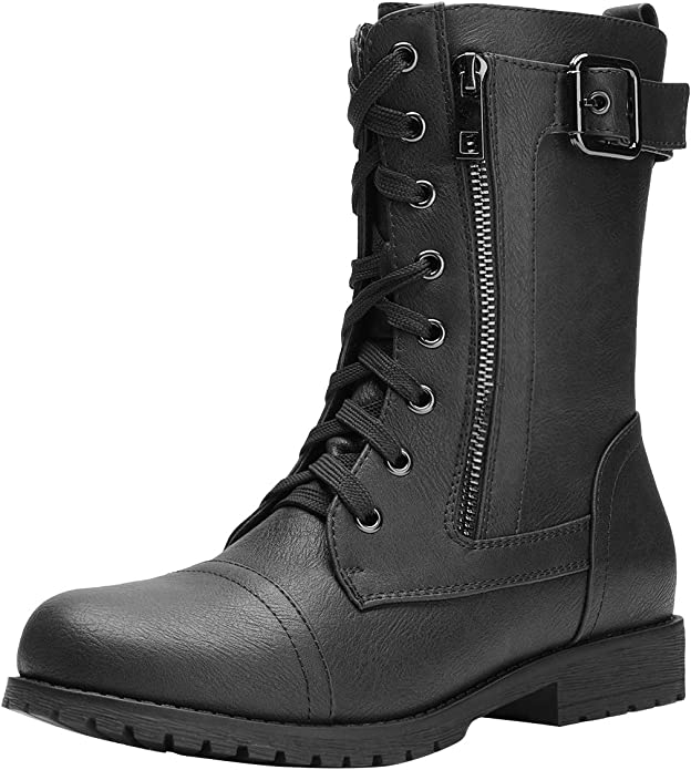 DREAM PAIRS Women’s Mid-Calf Lace-Up Combat Boots