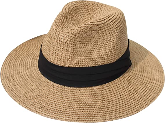 DRESHOW Women’s UPF50+ Wide Brim Straw Panama Hat