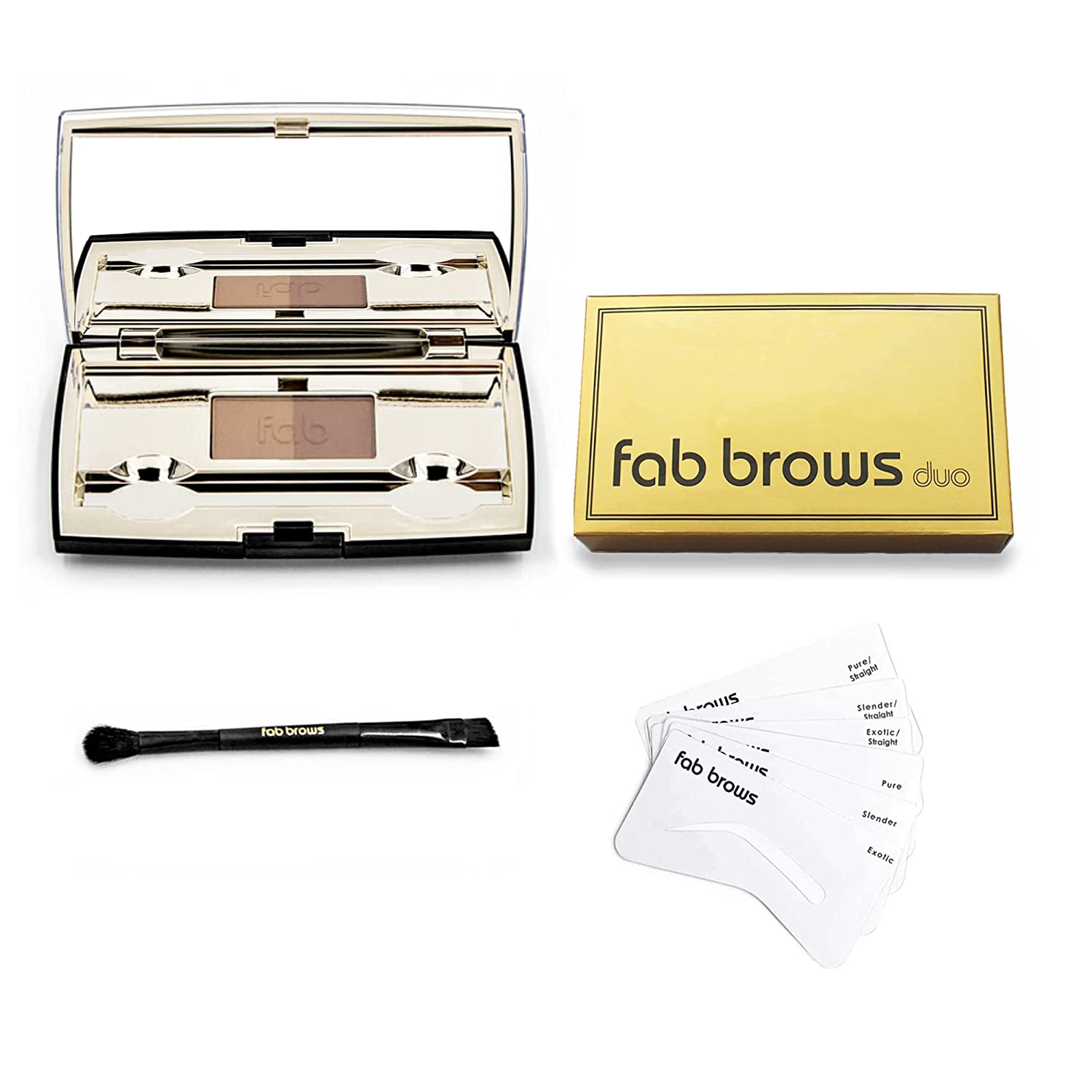Fab Brows Duo Long-Lasting Compact Eyebrow Shaping Stencil Kit, 6-Piece