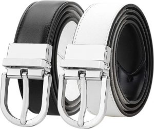 Falari Women’s Single Prong Buckle Leather Reversible Belt